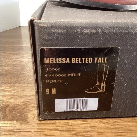 NIB Frye Melissa Belted Tall Riding boots in Merlot color, size 9. - Picture 9 of 9